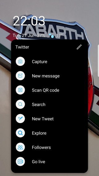 Niagara Launcher Twitter App Shortcuts