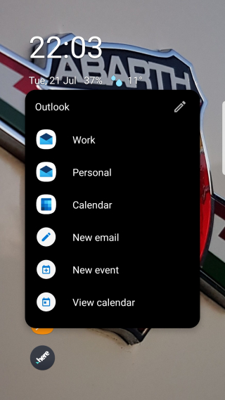 Niagara Launcher Outlook App Shortcuts