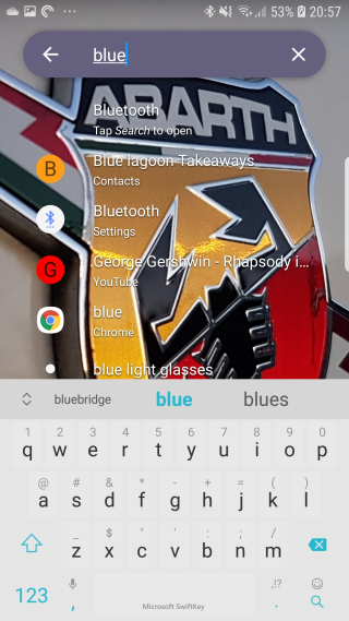 Niagara Launcher Swipe to Search results