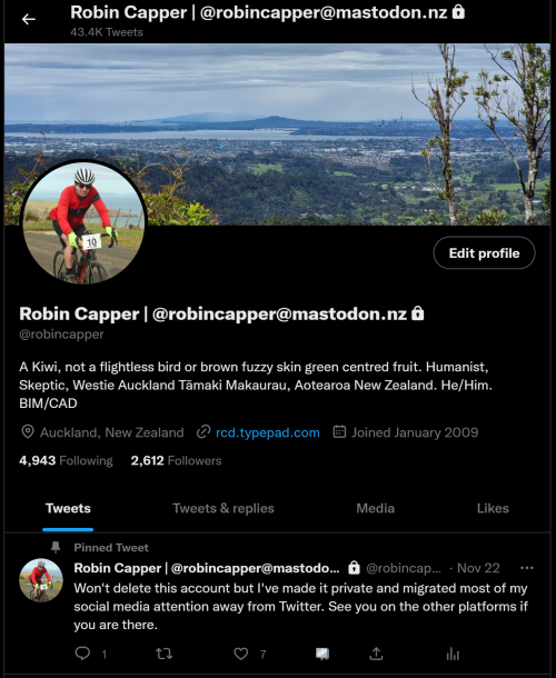 My Twitter Account with @Mastodon in username