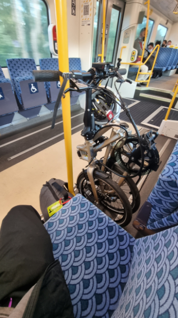 Tern bike part folded on train