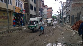 Kathmandu city street mud fest