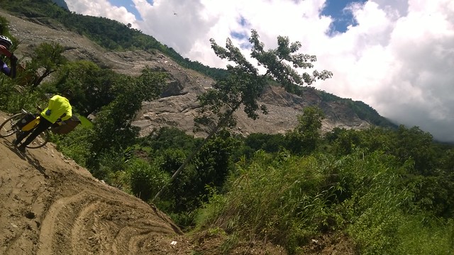 Attempt to photograph the extents of Arniko Highway landslide