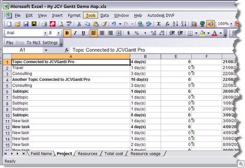 JcVGantt_Pro_to_excel