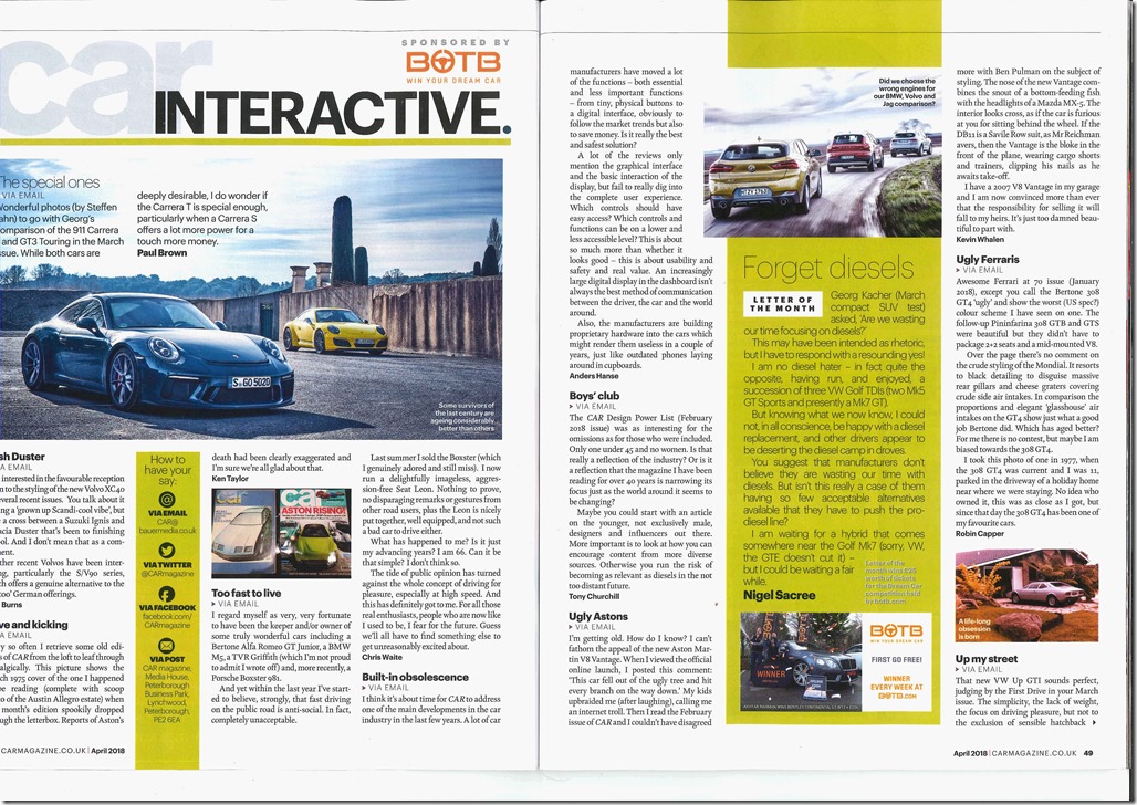 Car Magazine 2018-04 Letter to Editor