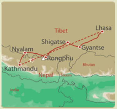 Lhasa Kathmandu Map Route Lhasa Kathmandu Map Route
