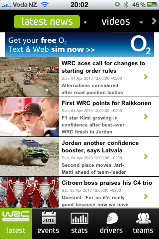 Yay, the WRC app appeared in the Nz App Store!