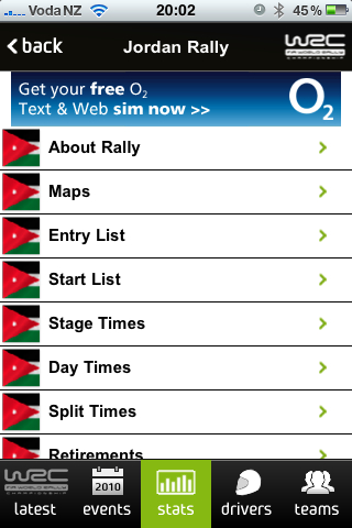 Yay, the WRC app appeared in the Nz App Store!