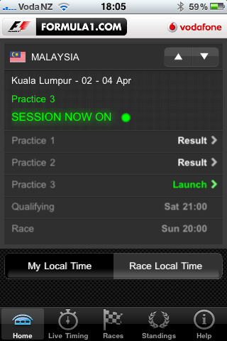 The Formula 1 iPhone app is cool!