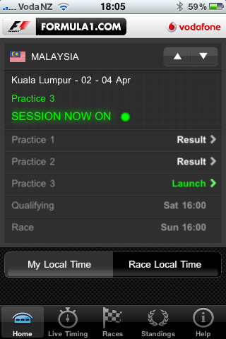 The Formula 1 iPhone app is cool!